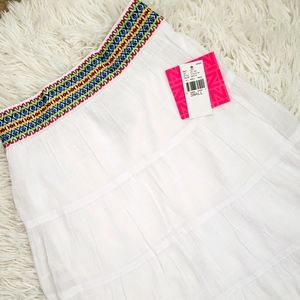 Girl's sz 8 White Skirt by IZ BYER Aztec Waist NWT